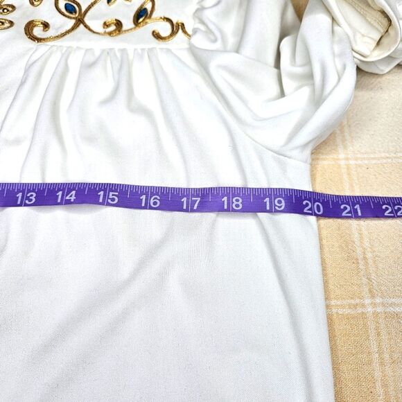 Vintage Caron Chicago Metallic Embroidery Stone Accents Pullover White Blouse - Picture 14 of 16